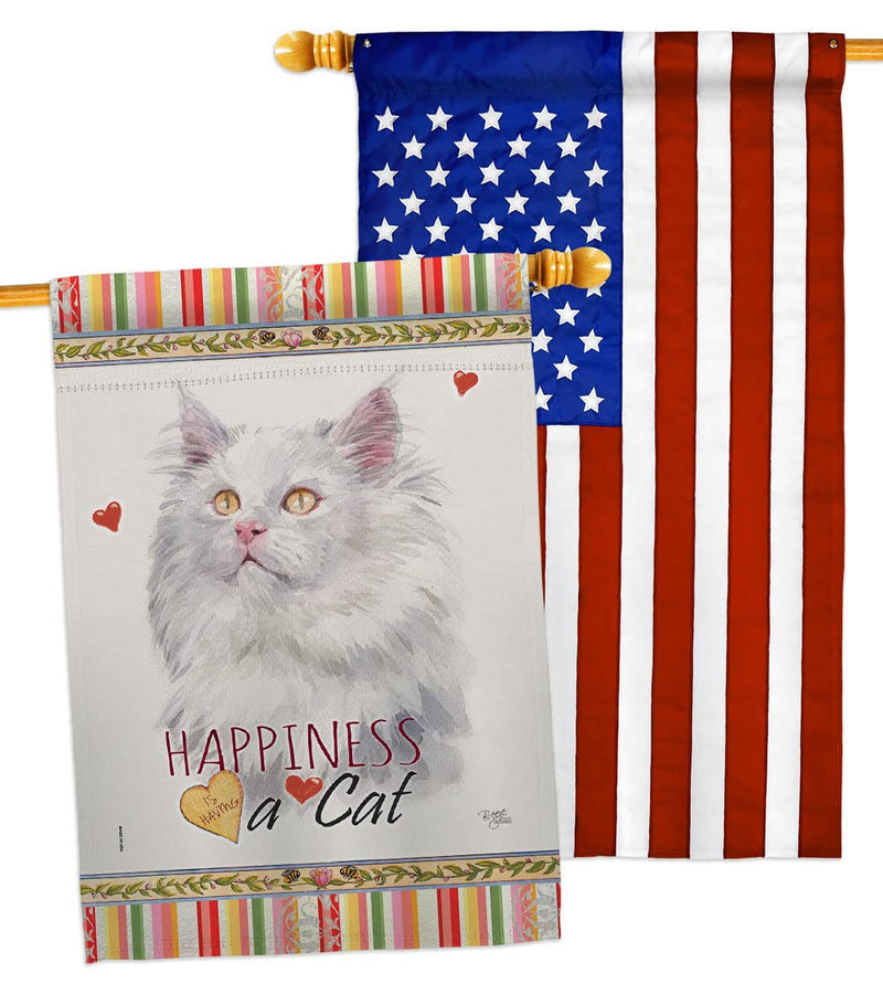 Breeze Decor German Long Hair Happiness House Flag Pack Cat Kitten Meow Spoiled Paw Fur Pet Nature Farm Animal Creature Applique Banner Small Garden Yard Gift Double-Sided, Made in USA - PawsPlanet Australia