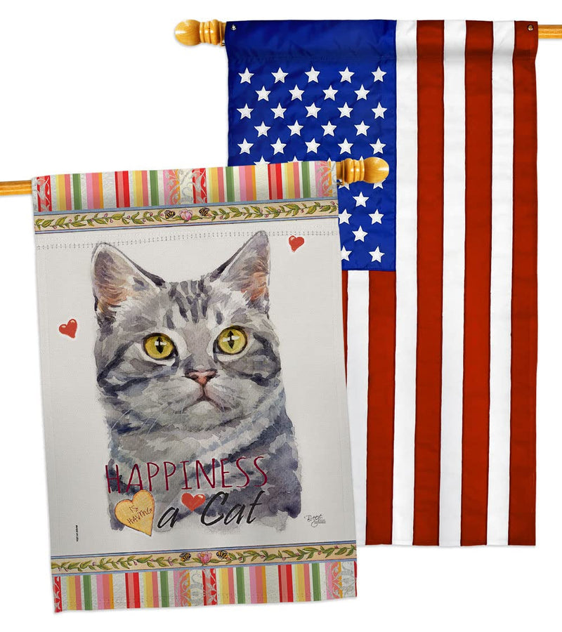 Breeze Decor Red American Short Hair Happiness House Flag-Pack Cat Kitten Meow Spoiled Paw Fur Pet Nature Farm Animal Creature Applique Banner Small Garden Yard Gift Double-Sided, Made in USA - PawsPlanet Australia
