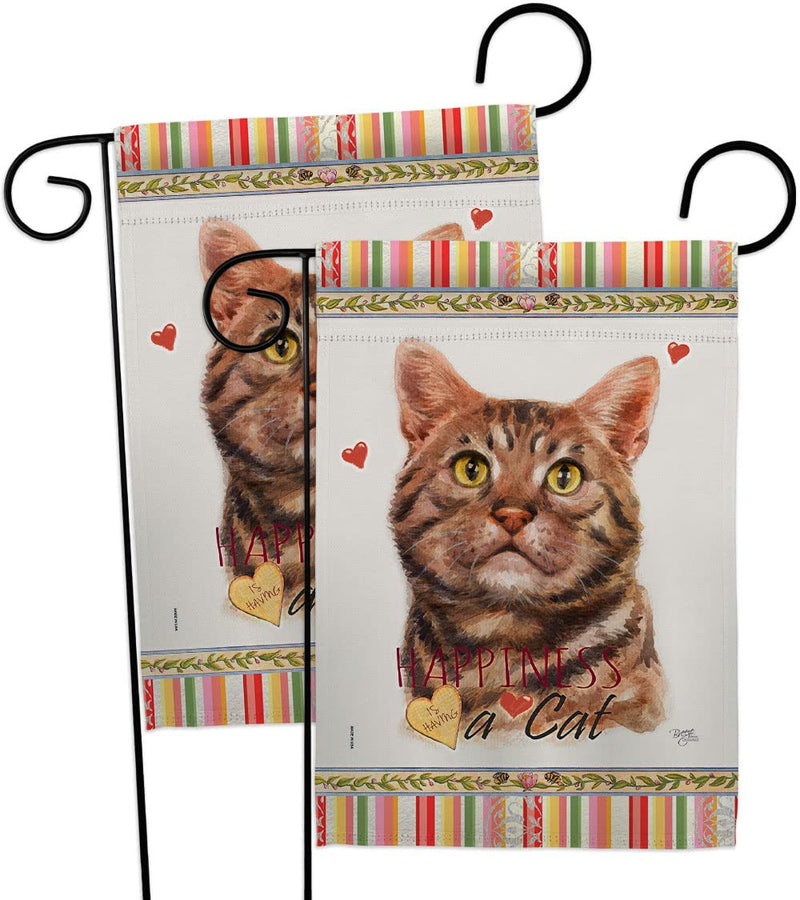 Breeze Decor American Short Hair Happiness Garden Flag-2pcs Pack Cat Kitten Meow Spoiled Paw Fur Pet Nature Farm Animal Creature House Banner Small Yard Gift Double-Sided, Made in USA - PawsPlanet Australia