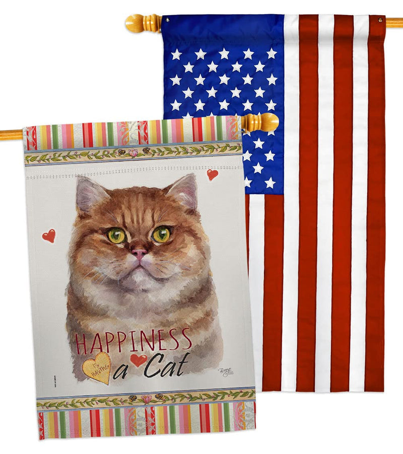 Breeze Decor British Short Hair Happiness House Flag Pack Cat Kitten Meow Spoiled Paw Fur Pet Nature Farm Animal Creature Applique Banner Small Garden Yard Gift Double-Sided, Made in USA - PawsPlanet Australia