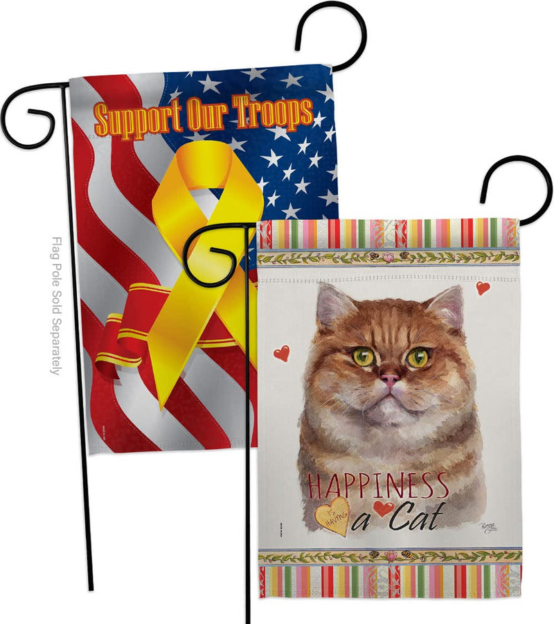 Breeze Decor British Short Hair Happiness Garden Flag Pack Cat Kitten Meow Spoiled Paw Fur Pet Nature Farm Animal Creature Support Our Troops House Banner Small Yard Gift Double-Sided, Made in USA - PawsPlanet Australia