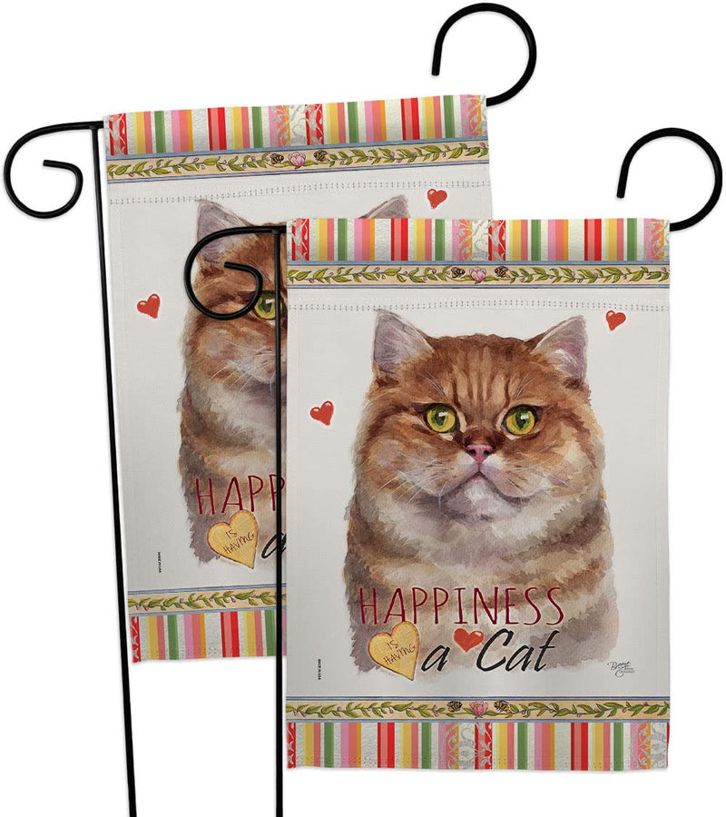 Breeze Decor British Short Hair Happiness Garden Flag 2pcs Pack Cat Kitten Meow Spoiled Paw Fur Pet Nature Farm Animal Creature House Banner Small Yard Gift Double-Sided, Made in USA - PawsPlanet Australia