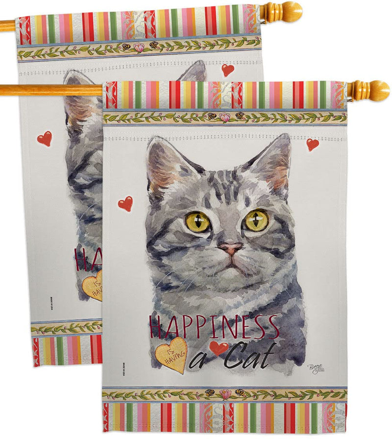 Breeze Decor Red American Short Hair Happiness House Flag-2 pcs Pack Cat Kitten Meow Spoiled Paw Fur Pet Nature Farm Animal Creature Banner Small Garden Yard Gift Double-Sided, Made in USA - PawsPlanet Australia