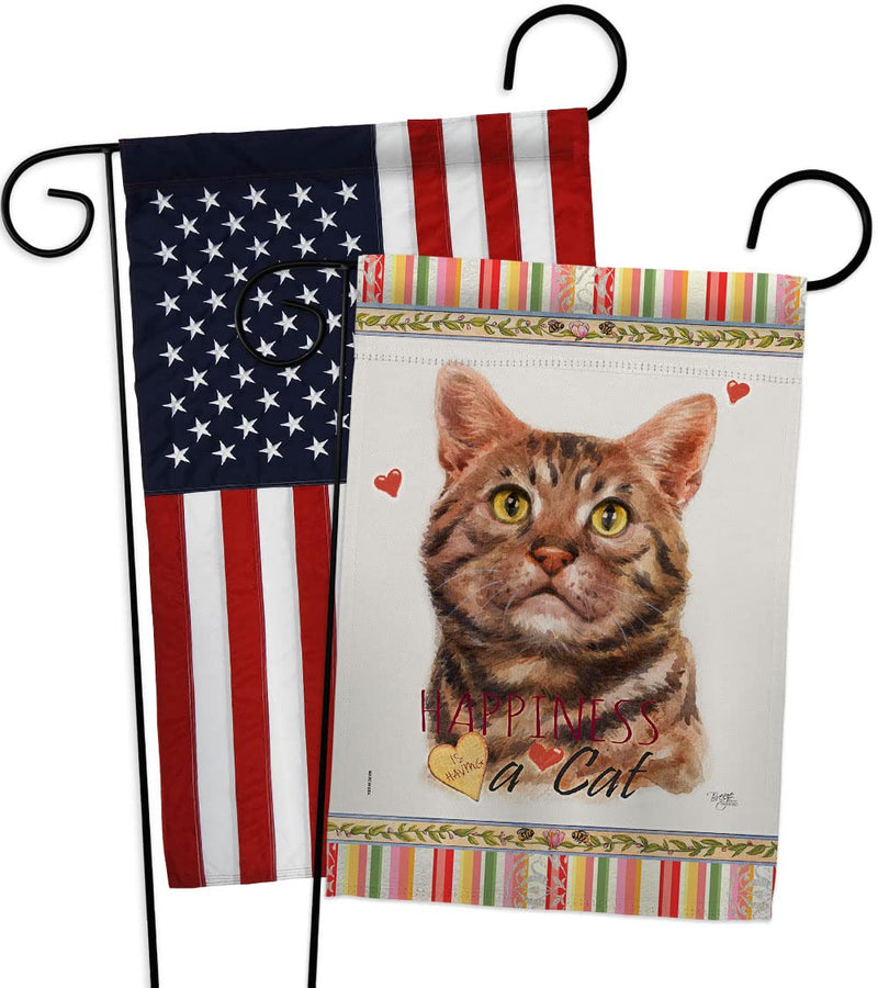 Breeze Decor American Short Hair Happiness Garden Flag-Pack Cat Kitten Meow Spoiled Paw Fur Pet Nature Farm Animal Creature Applique House Banner Small Yard Gift Double-Sided, Made in USA - PawsPlanet Australia