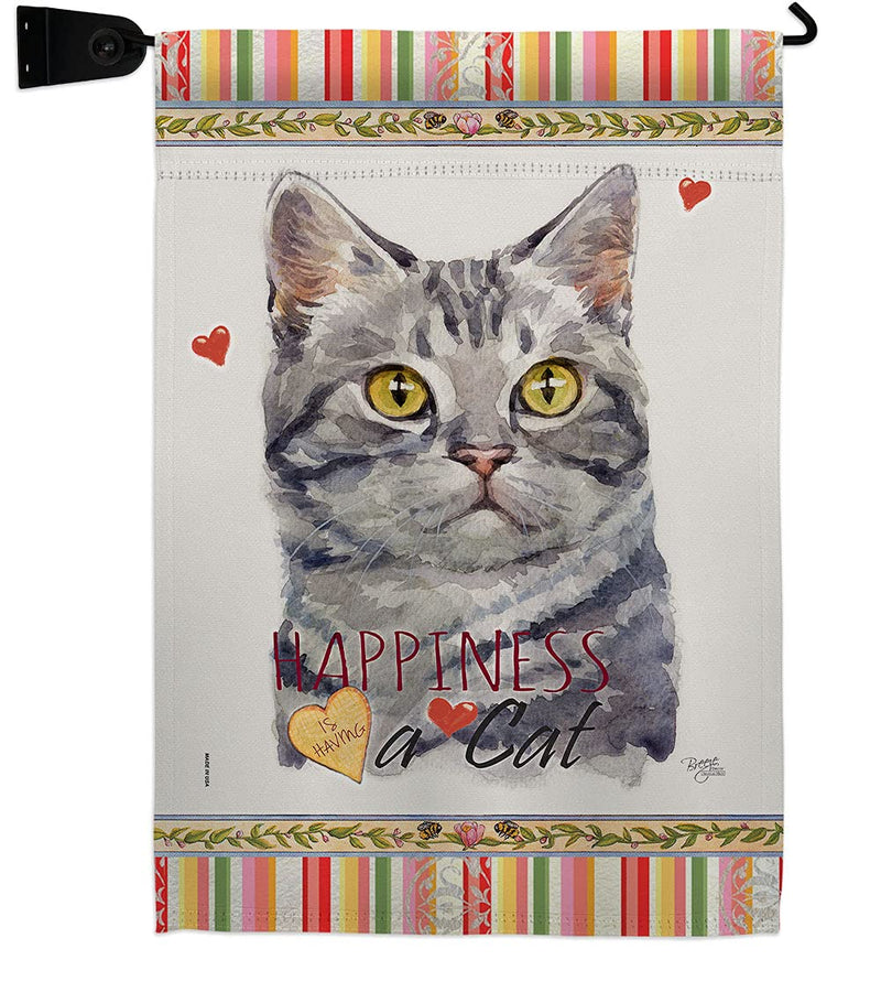 Breeze Decor Red American Short Hair Happiness Garden Flag-Set Mailbox Hanger Cat Kitten Meow Spoiled Paw Fur Pet Nature Farm Animal Creature House Banner Small Yard Gift Double-Sided, Made in USA - PawsPlanet Australia