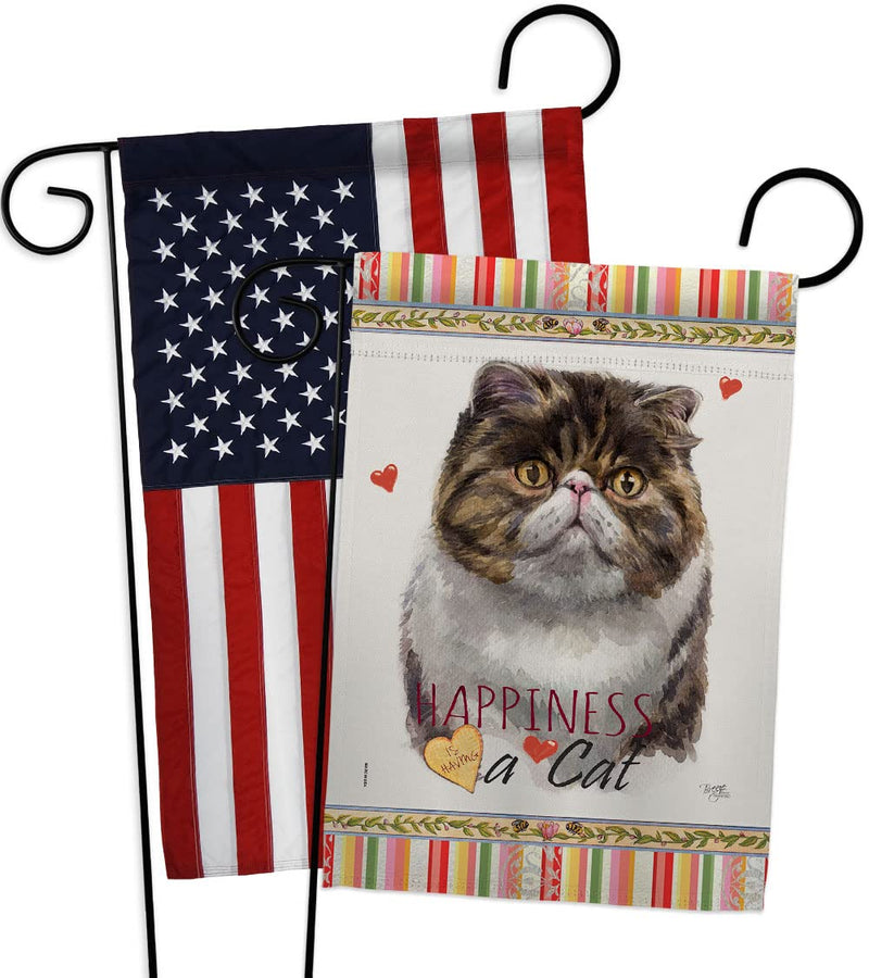 Breeze Decor Exotic Short Hair Happiness Garden Flag Pack Cat Kitten Meow Spoiled Paw Fur Pet Nature Farm Animal Creature Applique House Banner Small Yard Gift Double-Sided, Made in USA - PawsPlanet Australia