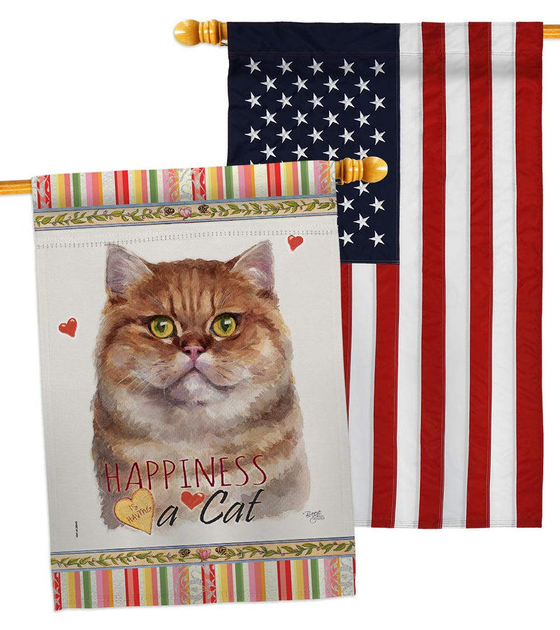 Breeze Decor British Short Hair Happiness House Flag Pack Cat Kitten Meow Spoiled Paw Fur Pet Nature Farm Animal Creature Embroidery Banner Small Garden Yard Gift Double-Sided, Made in USA - PawsPlanet Australia