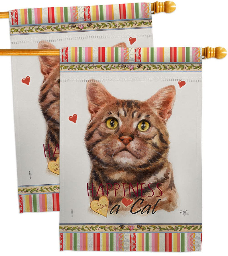 Breeze Decor American Short Hair Happiness House Flag 2 pcs Pack Cat Kitten Meow Spoiled Paw Fur Pet Nature Farm Animal Creature Banner Small Garden Yard Gift Double-Sided, Made in USA - PawsPlanet Australia