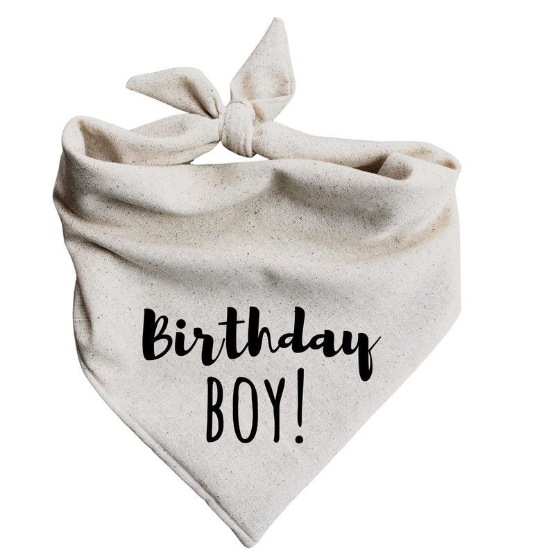 Dog Bandana Birthday Boy Barkday Pawty Attire Oatmeal Beige Boho Simple (Medium) Medium - PawsPlanet Australia