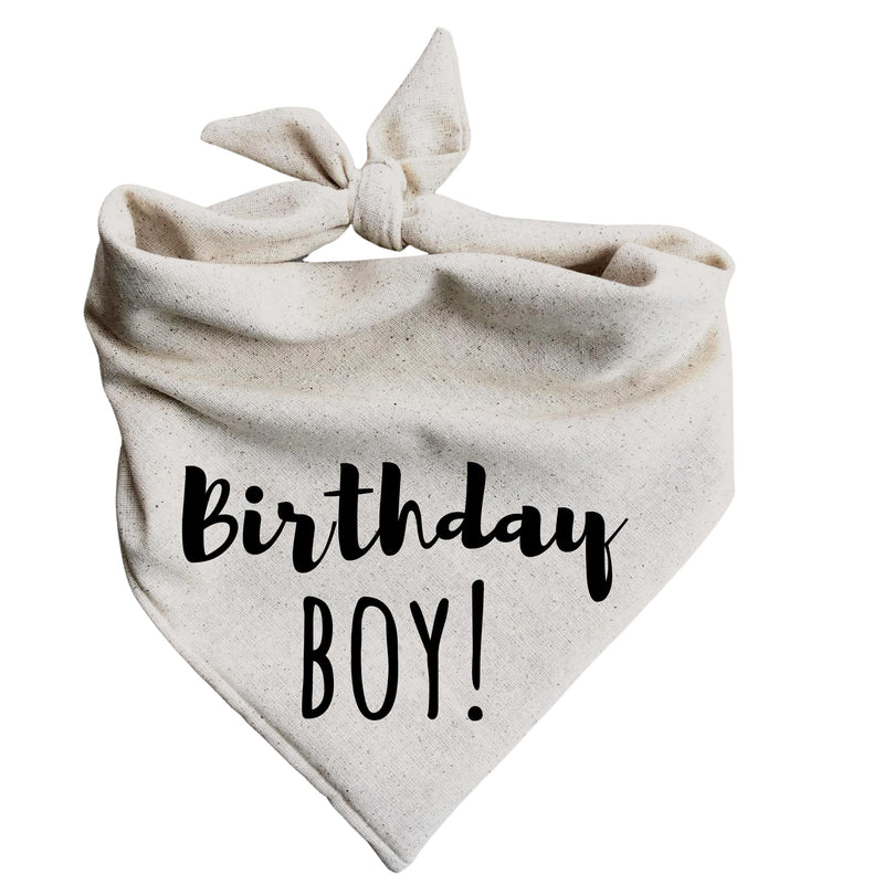 Dog Bandana Birthday Boy Barkday Pawty Attire Oatmeal Beige Boho Simple (X-Large) X-Large