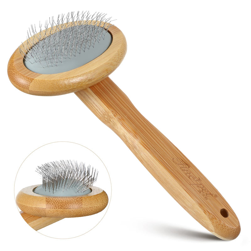 Sheepskin Wool Brush Stainless Steel Pins Bamboo Slicker Carding Rug Comb Macrame Brush Fur Brushes Wool Carding Brushes with Long Prongs for Unmat Fur Rugs Pillows Short Hair Pet Grooming Deshedding - PawsPlanet Australia