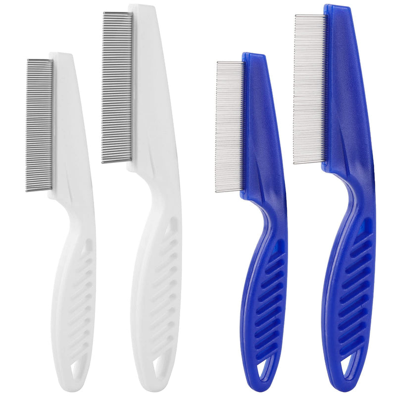 4 Pcs Flea Combs, Pet Lice Tick Comb with Stainless Steel Round Teeth for Detangling Dematting Dogs Cats Tear Stain, Dandruff Remover 4-Pack - PawsPlanet Australia
