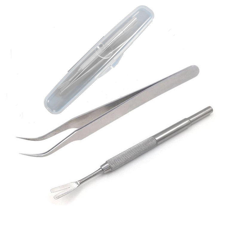 Tick Remover Kit, Stainless Steel Tick Remover Tweezers Tick Remover Tools Set for Pet Dog, Cat, Human with Storage Box 2 in 1 - PawsPlanet Australia