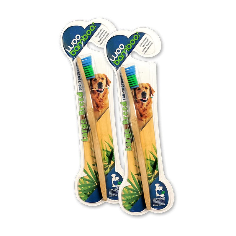 Woobamboo! Eco-Friendly Large Breed Dog Bamboo Toothbrush, Biodegradable, Plastic Negative (Pack of 2) - PawsPlanet Australia