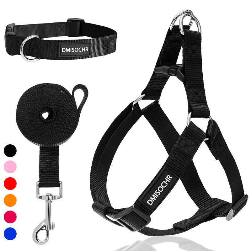 No Pull Dog Harness - Adjustable Step-in Harness & Leash Set for Small, Medium, Large Dogs - Escape Proof Soft Pet Harness for Walking, Training, Hiking, Outdoor Activities LARGE (chest: 23.4"-31" neck: 14"-20" ) Black - PawsPlanet Australia