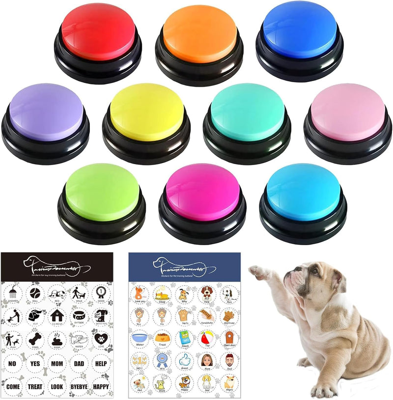 RIBOSY Dog Buttons for Communication, 10 Pcs Dog Speech Training Buzzers with 50 Training Stickers, Train Your Dog to Voice What They Want - PawsPlanet Australia