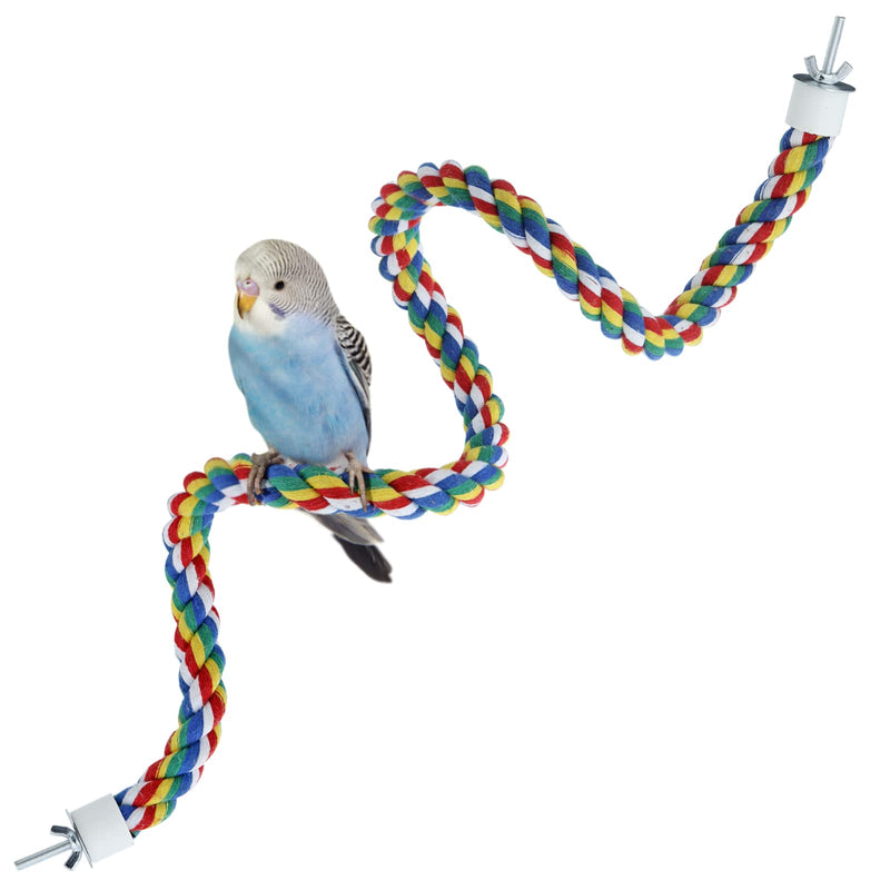 Bird Rope Perches for Parrots, Cockatiels, Parakeets, Budgie Cages Comfy Birds Colorful Rope Toy (31.5inch Metal nut) 31.5inch metal nut - PawsPlanet Australia