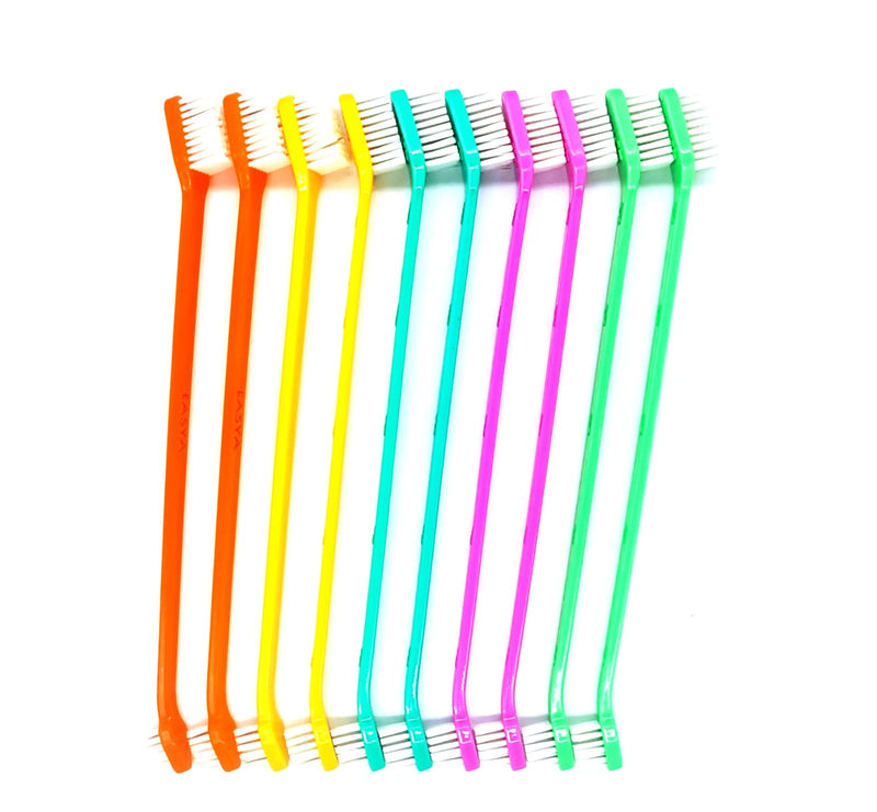 Double Headed Pet Dog Toothbrush for Small Dogs/Soft Bristles Puppy Long Handle Tooth Brush Dogs Teeth Cleaning/Bulk Toothbrushes Dental & Oral Care… (MIXED10) Mixed10 - PawsPlanet Australia
