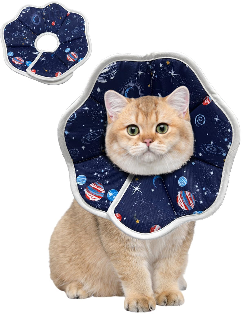 Cute,Soft Cat Recovery Collar,Adjustable Pet Cat Cone Collar,Pet Neck Donut Protective Recovery Cone for Cat-Comfortable Lightweight Elizabethan Collar for Kitten Prevent from Lick Wound L (Neck:9.84-13.38in) Blue - PawsPlanet Australia