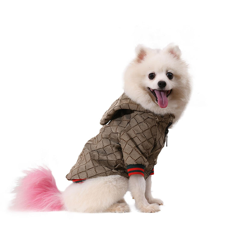 Dog Hoodie Luxury Dog Clothes Winter Puppy Jacket Classic Designer Pet Clothes Coat French Bulldog Teddy Pug Brown XXL