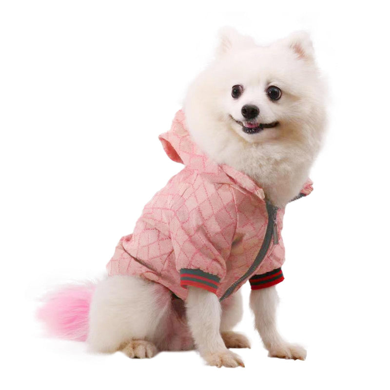 Dog Hoodie Luxury Dog Clothes Winter Puppy Jacket Classic Designer Pet Clothes Coat French Bulldog Teddy Pug Pink XL - PawsPlanet Australia