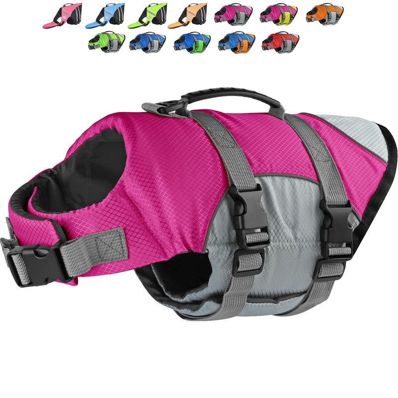 Dogcheer Sports Style Dog Life Jacket, Reflective Adjustable Dog Safety Life Vest for Swimming Boating, Puppy Floatation Float Vest Pet PFD with Enhanced Buoyancy for Small Medium Large Dogs XS(Chest Girth 11.8"-16") Pink