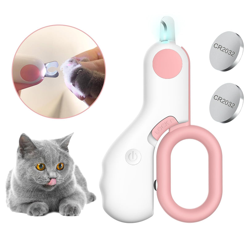 Pet nail clippers with LED Lights cat nail clippers for indoor cats nail trimmer clippers for small dog nail trimmers Cats rabbits nail clippers Bird Kittens (Pink) Pink - PawsPlanet Australia