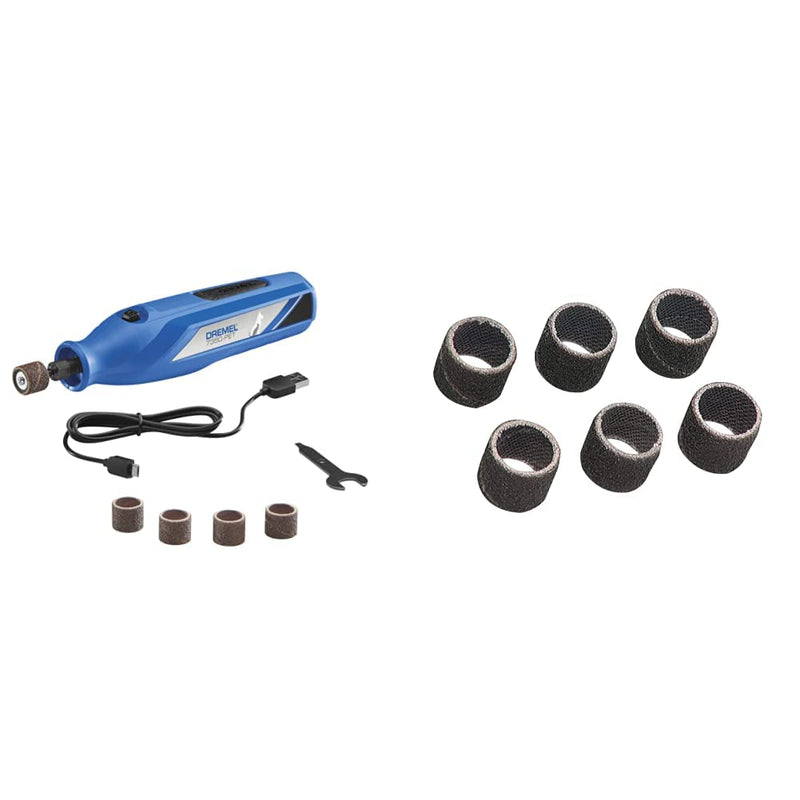 Dremel 7350-PET 4V Pet & Dog Nail Grinder, Professional Pet Grooming Kit - Works on Large, Medium, Small Dogs & Cats & 408 1/2-Inch Sander Bands, Coarse, 6 Pack, Purple New Model Tool + Sander Bands - PawsPlanet Australia