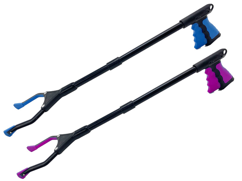 Grabber Reacher Tool - 26" Steel Portable Pick Up Stick - Strong Grip Magnetic Tip for Store Shelves Lightweight Garbage Litter Trash Picker Claw Grabber Tool for Elderly - by Luxet (Pink/Blue) Pink / Blue - PawsPlanet Australia