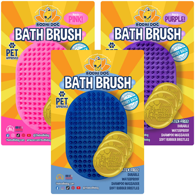 Bodhi Dog Grooming Pet Shampoo Brush Bundle - 3 Colors - Blue + Pink + Purple - PawsPlanet Australia