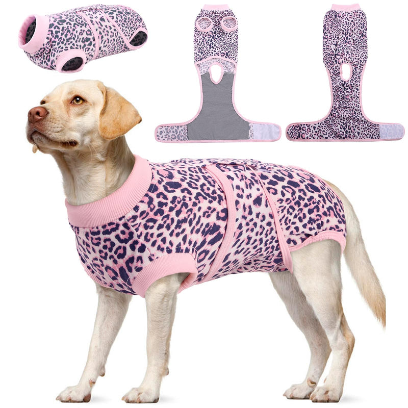 Kuoser Dog Surgery Recovery Suit, Recovery Suit for Female Male Dogs, Dog Onesie After Surgery Spay Neuter, Anti-Licking Pet Surgical Recovery Snugly Suit, Bodysuit for Abdominal Wounds Skin Disease X-Large (Back:20.1-24.8'', Weight:42-75 LB) 8#Pink - PawsPlanet Australia