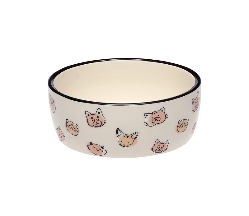 Pearhead Pet Bowl, Cat Feeding Bowl, Wet or Dry Food and Water Dish, Home Pet Accessories, Cat Faces Design, Holds, Cat Faces Pet Dish, 16 oz - PawsPlanet Australia