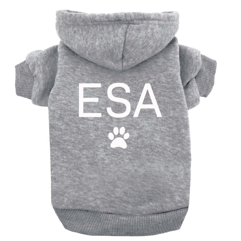 Emotional Support Animal (ESA) Dog Hoodie | Fleece Lined |Leash Hole| Anxiety Relief | Service | Therapy Dog | Training|Grey, Medium 387 Grey - Hoodie Medium (6-12lbs) - PawsPlanet Australia