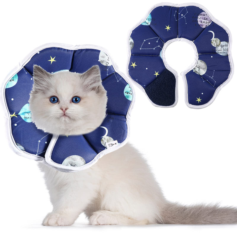 Soft Cat Cone Collar Adjustable Recovery Cat Cone Waterproof Protection Postoperative Kitten Starry Sky Blue Cat Collar Comfortable Protective Pet Collar for Cat Kitten Dogs Rabbits (Small) Small - PawsPlanet Australia