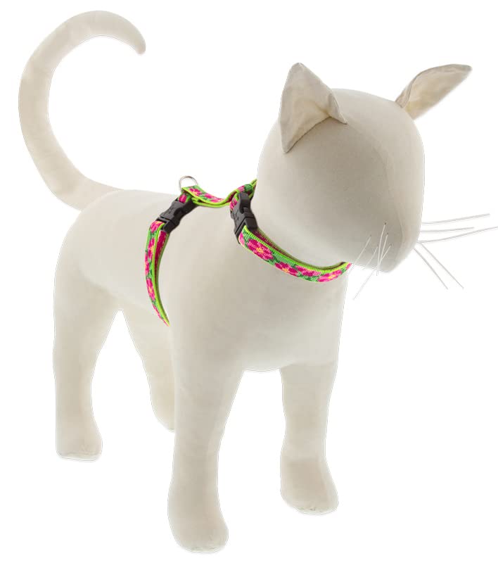 Lupine Cat and Small Pet H-Style Harness in 1/2" Wide Petunias with 12" to 20" Adjustable Girth 1/2" wide; girth adjusts 12-20" - PawsPlanet Australia