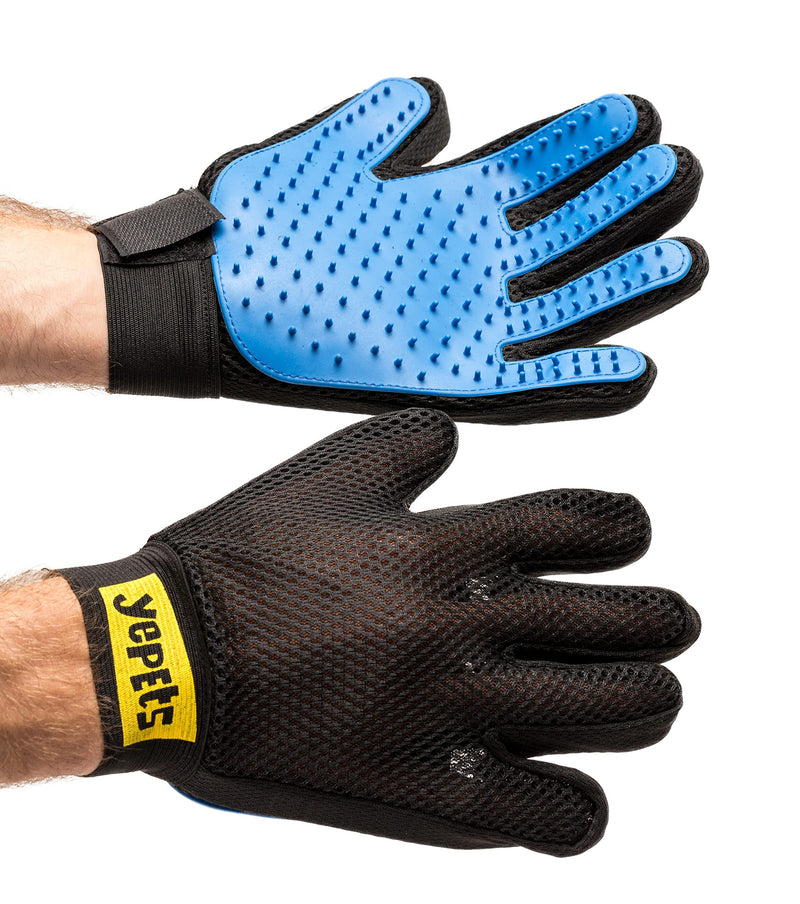 PAIR of Low-Cost Pet Grooming Gloves - Superior Care for Your Furry Friends. Ideal for Grooming, Deshedding, Bathing & Massaging Your Dogs & Cats with Long/Short/Curly Fur - Blue - PawsPlanet Australia