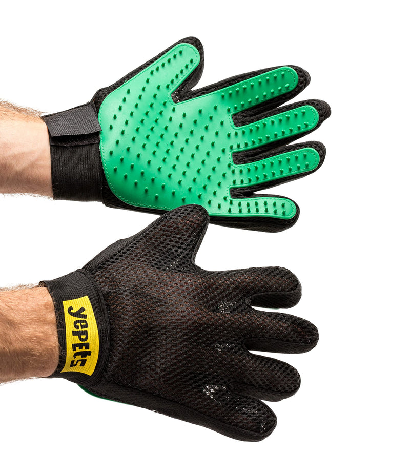 PAIR of Low-Cost Pet Grooming Gloves - Superior Care for Your Furry Friends. Ideal for Grooming, Deshedding, Bathing & Massaging Your Dogs & Cats with Long/Short/Curly Fur – Green - PawsPlanet Australia