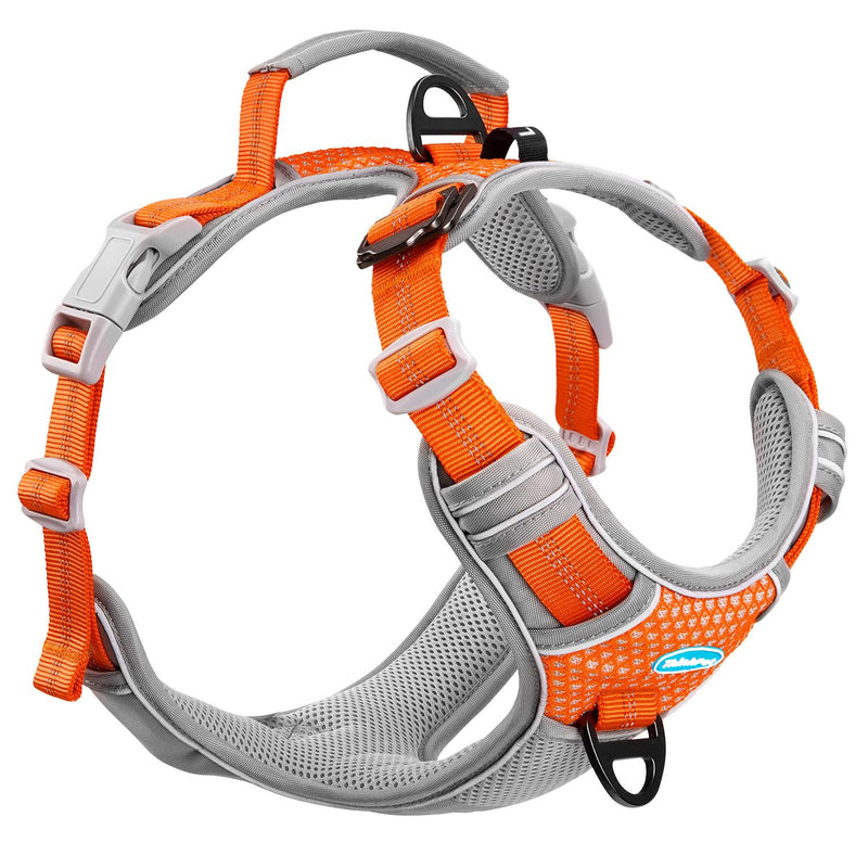ThinkPet No Pull Harness Breathable Sport Vest with Handle-Dog Harnesses Reflective Adjustable for Medium Large Dogs Bright Orange S(Chest:14"-22") - PawsPlanet Australia