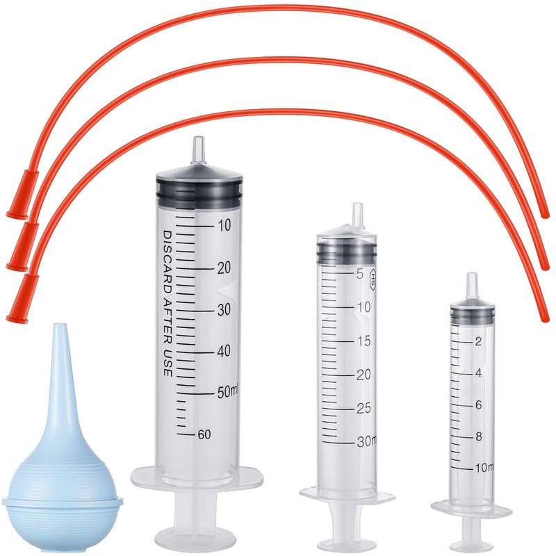 7 Pack Tube Feeding Kit for Puppies Puppy Feeding Tube Includes 3 Pack 8 FR Red Feeding Tubes, 3 Pack 10 ml 30 ml 60 ml Syringes, Bulb Syringe for Lamb Goat Puppy Whelping Kitten Measuring Watering - PawsPlanet Australia