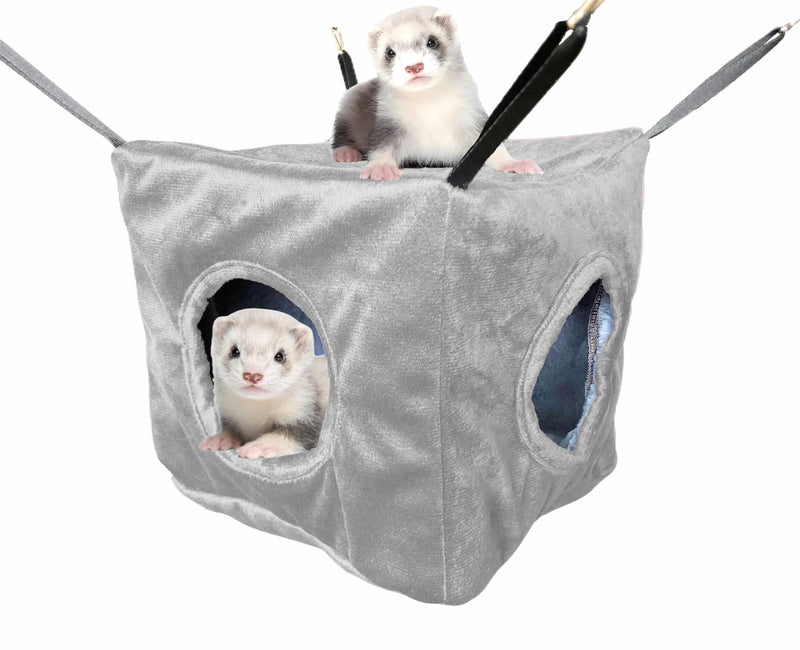 Small Animals Cube Hammock for Ferret, Rat, Chinchilla, Squirrel, Guinea Pig Cage Hanging Warm Hideout Bed (Grey) Grey - PawsPlanet Australia