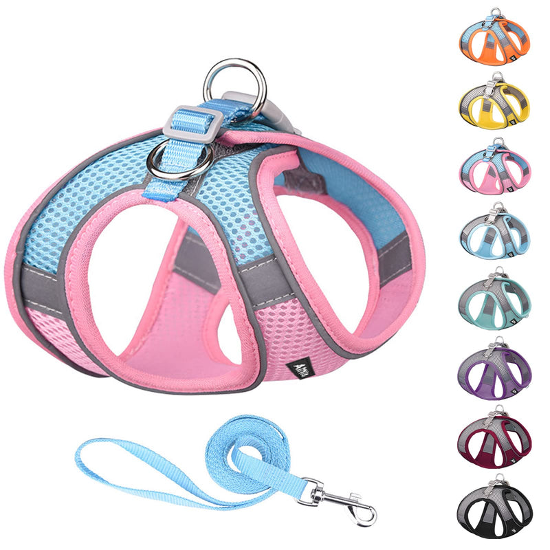 AIITLE Step in Dog Harness and Leash Set - Dog Vest Harness with Super Breathable Mesh, Reflective No-Pull Pet Harness for Outdoor Walking, Training for Small and Medium Dogs, Cats S Pink - PawsPlanet Australia