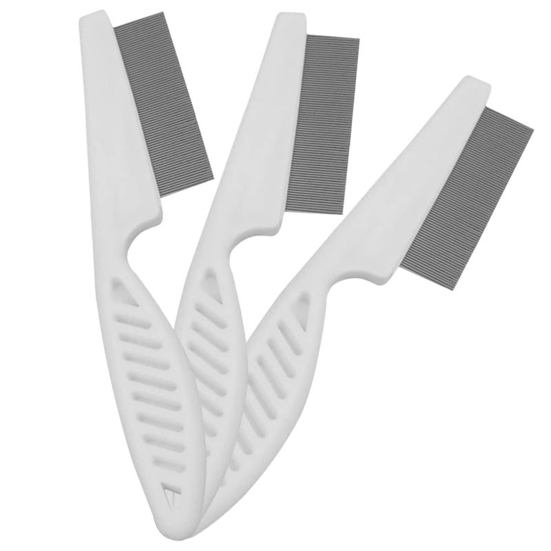 Flea Comb for Dogs and Cats - Pet Lice Comb Remove Fleas and Flea Eggs - Tear Stain Remover - Pet Comb for Detangling and Dematting Face & Paws - Dog Comb, Cat Comb - 3 Pack White - PawsPlanet Australia
