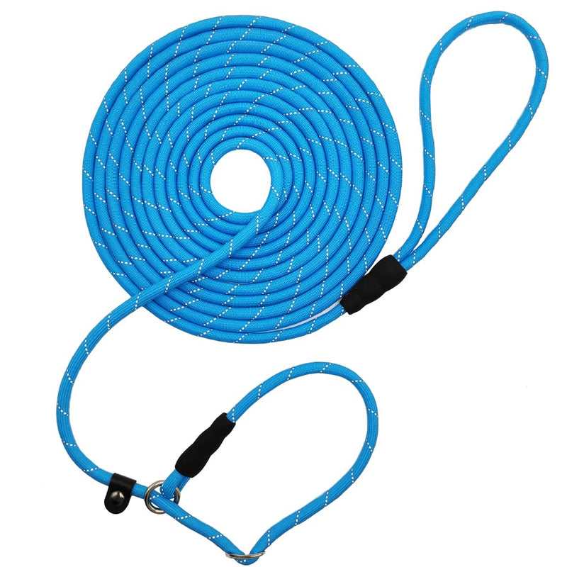 BTINESFUL 10FT / 15FT / 20FT Slip Lead Dog Leash, Reflective 1/3” Rope Leash Long Training Lead for Small Medium Dogs (20ft, Blue) 20ft * 1/3" - PawsPlanet Australia