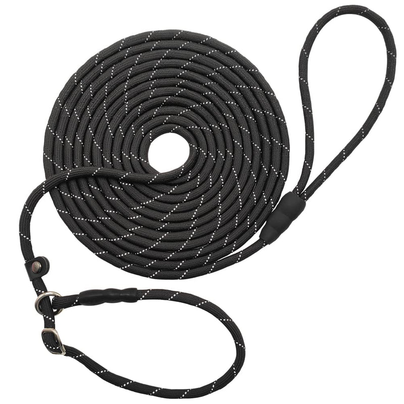BTINESFUL 10FT / 15FT / 20FT Slip Lead Dog Leash, Reflective 1/3” Rope Leash Long Training Lead for Small Medium Dogs 10ft * 1/3" black - PawsPlanet Australia