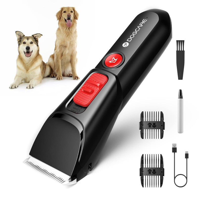 DOG CARE Ceramic Detachable Blade Dog Clipper, Low Noise, Professional Cordless Rechargeable Hair Trimmer for Grooming, Trimming, Clipping, Black