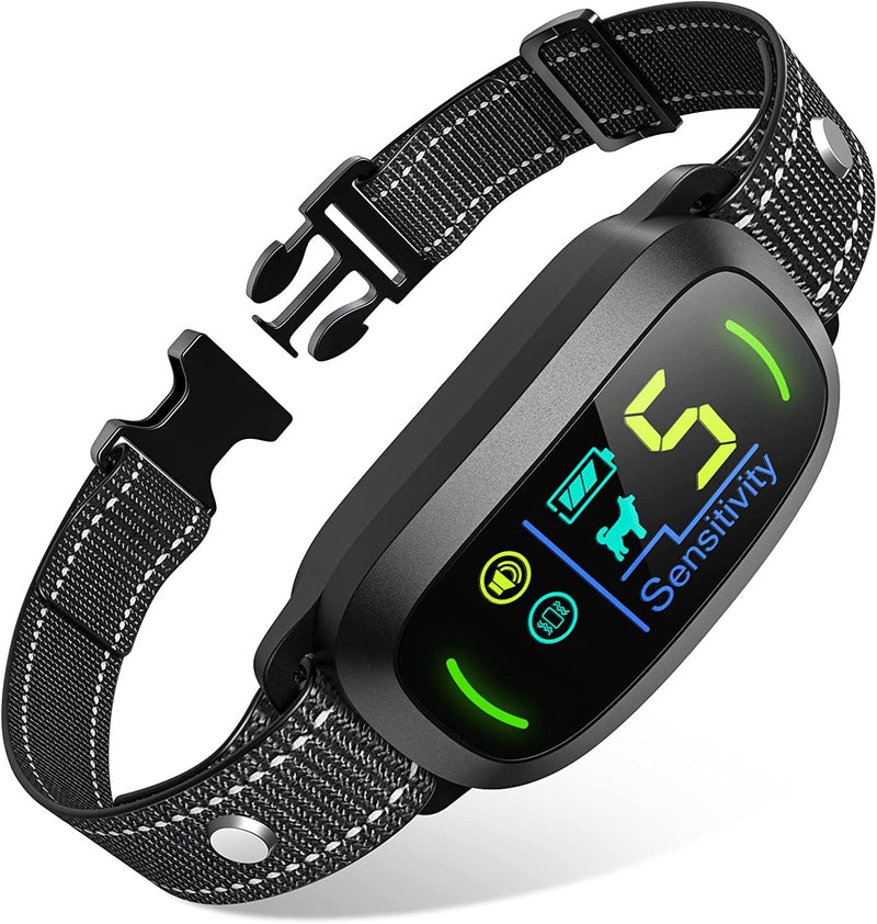 Dog Bark Collar for Large Medium Small Dogs, Rechargeable Smart Bark Collar, Anti Barking Training Collar with 5 Adjustable Sensitivity Beep Vibration (Black) Black - PawsPlanet Australia
