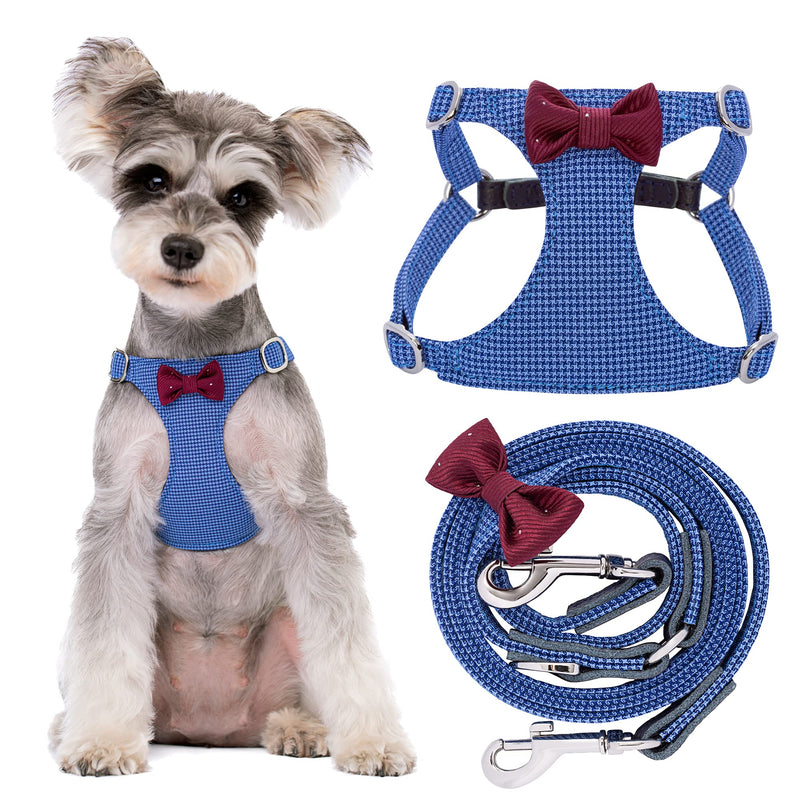 Puppytie No Pull Small Dog Harness with Multifunction Dog Leash,Lightweight Soft Adjustable No Choke Escape Proof Pet Harness Vest Pet Harness Vest,Plaid Blue,S Plaid Blue S(9-17.5lb） - PawsPlanet Australia