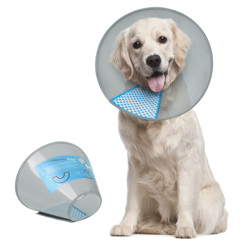 Supet Dog Cone Collar Adjustable After Surgery, Comfortable Pet Recovery Collar & Cone for Large Medium Small Dogs, Elizabethan Dog Neck Collar Plastic Practical Grey XL(Neck: 16~19.5") - PawsPlanet Australia