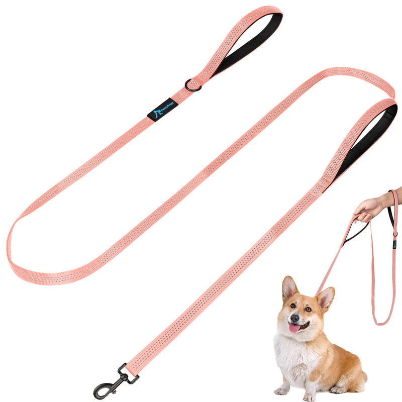 PuppyDoggy Dog Leash for Small to Medium Dogs 6 ft x 0.6" with 3 Reflective Stitching and 2 Traffic Padded Handles Dog Lead/Rope, Pet Leash for Running Walking Training (Pink 1 Pack - 6 ft x 0.6 in) Pink 1 Pack - PawsPlanet Australia