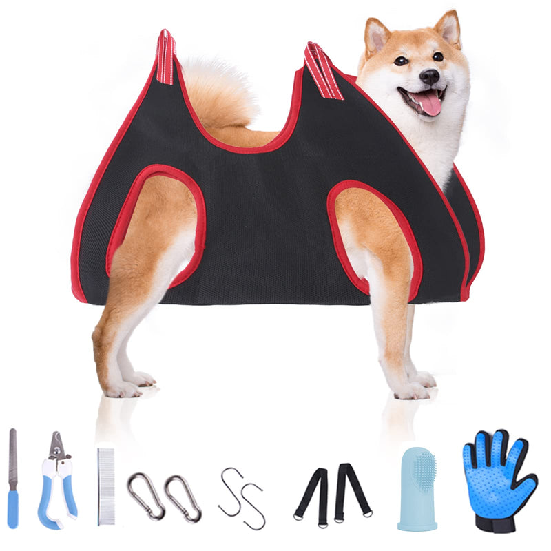 Pet Dog Grooming Hammock, Cat Hammock Restraint Bag for Small Medium Large Pets, Dog Grooming Helper for Trimming Nail and Ear Eye Care, with Nail Clippers, Free Nail File - PawsPlanet Australia